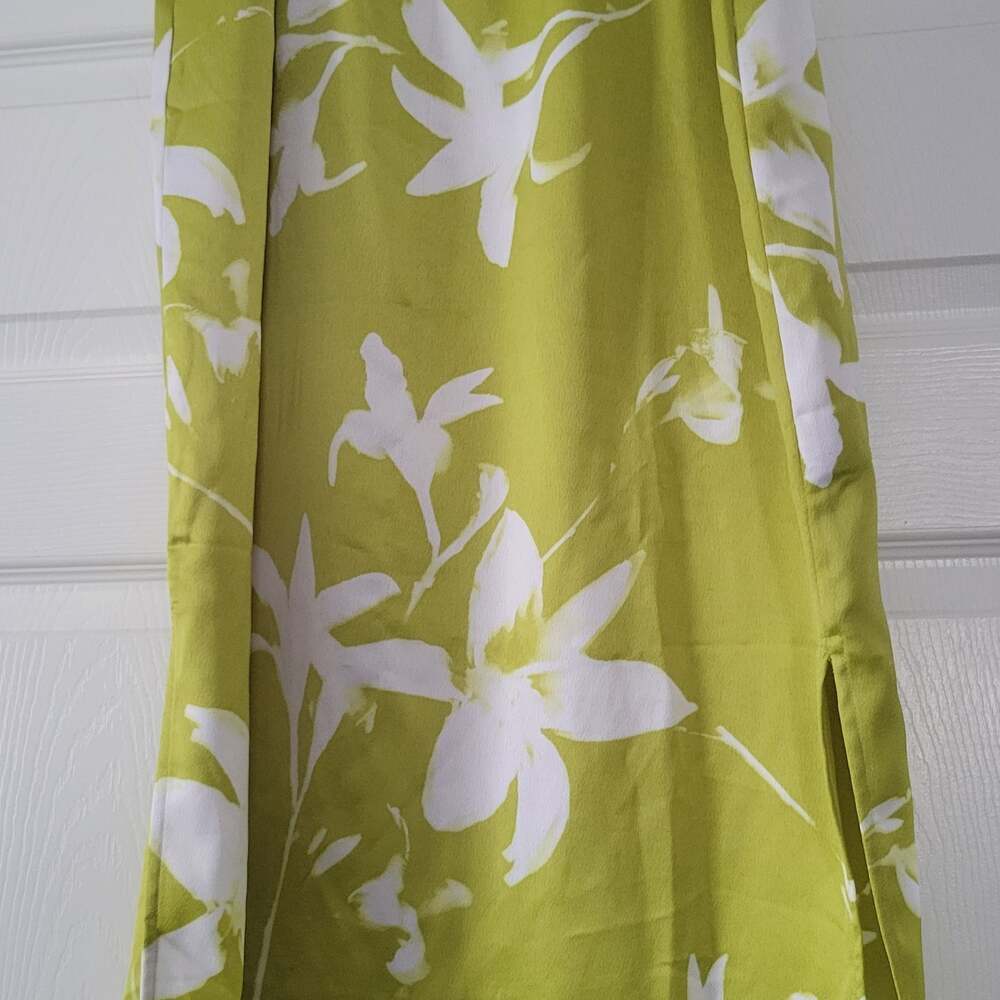 Calvin Klein Womens Midi Skirt Lime Pop Optic White Floral,Medium